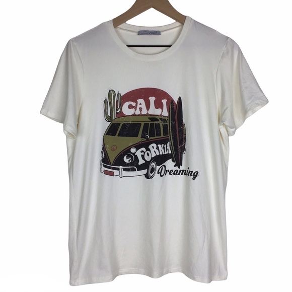 POLAGRAM Graphic T Shirt Short Sleeve California Dreaming VW Volkswagen Medium - Picture 1 of 9